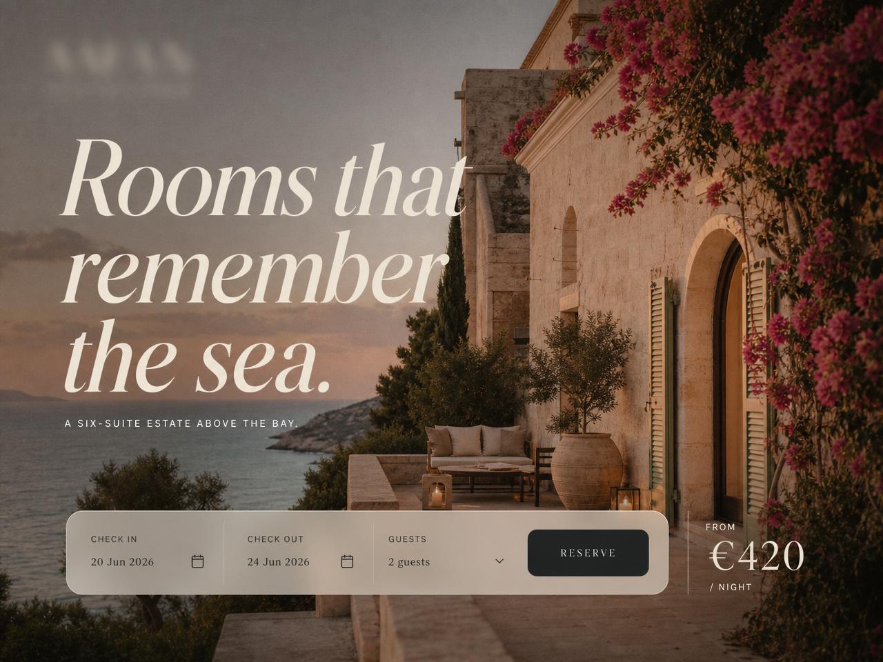 Boutique hotel landing page
