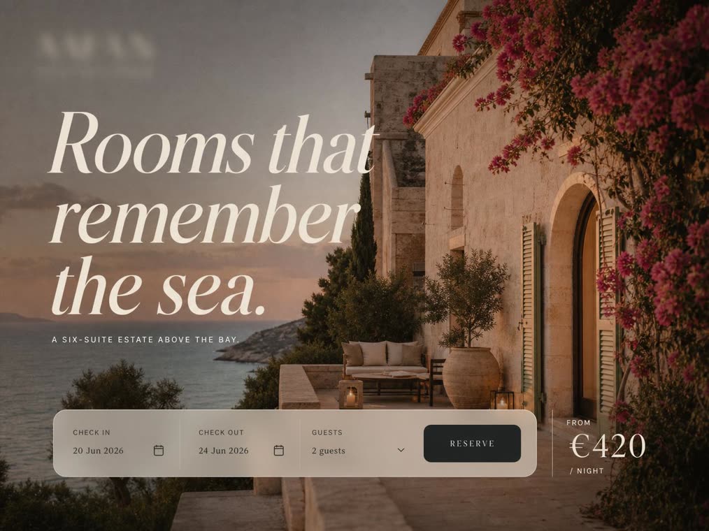 Boutique hotel landing page