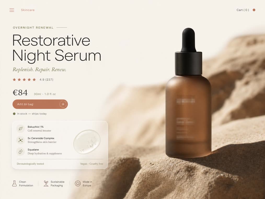 Skincare product page