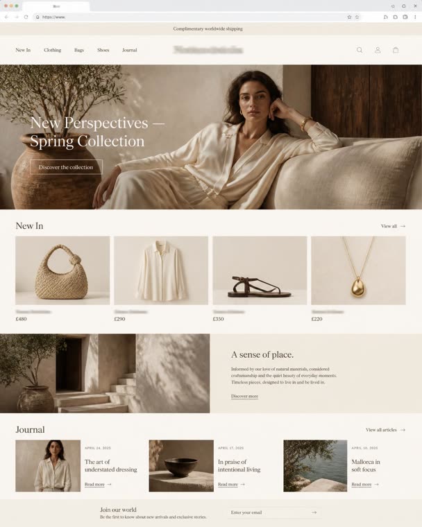 Editorial fashion ecommerce site